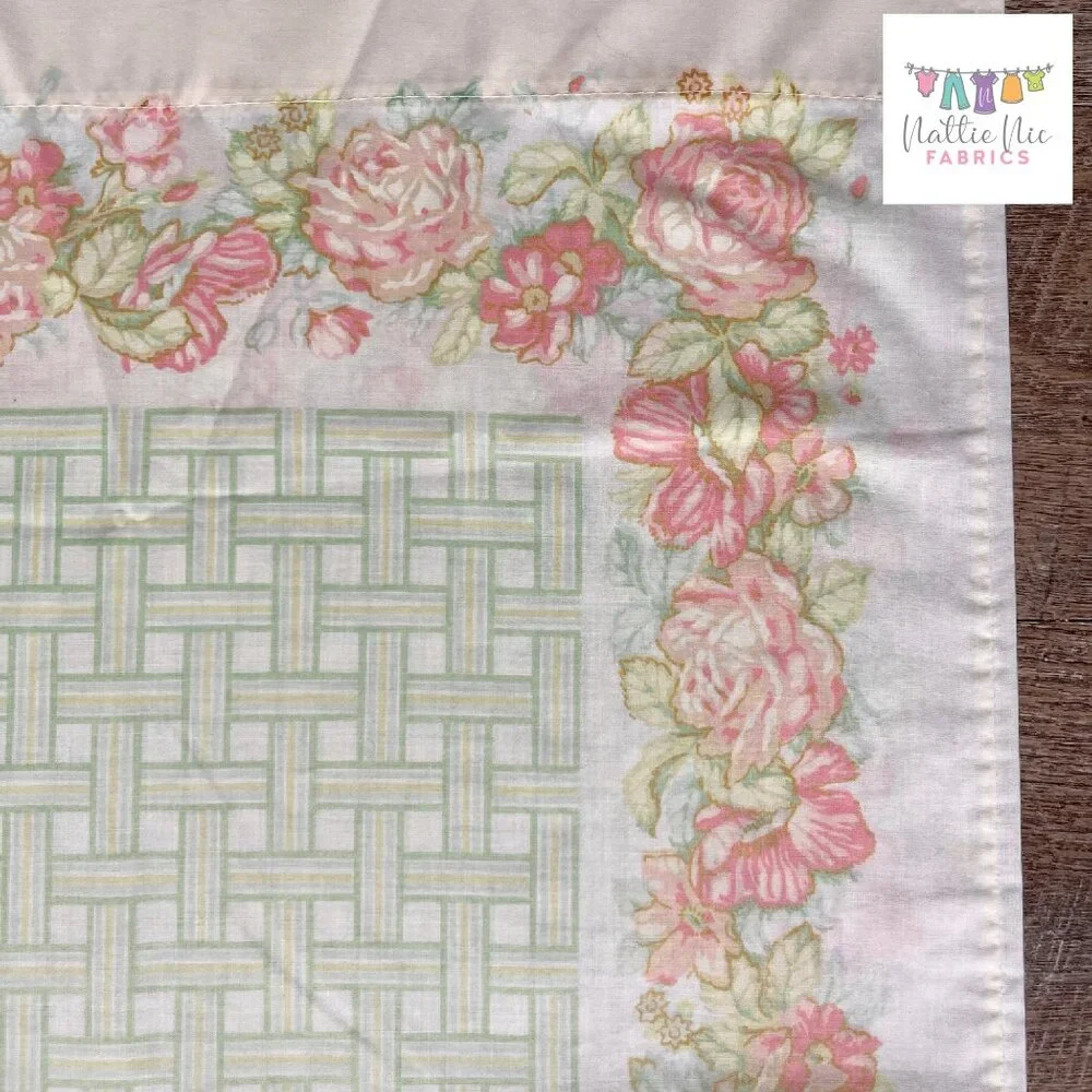 2 Vintage Pillowcases in pink and‎ green floral, Sears, Perma Prest